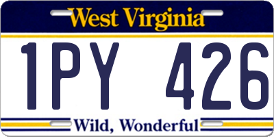 WV license plate 1PY426
