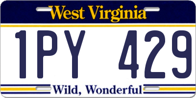 WV license plate 1PY429
