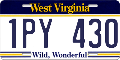 WV license plate 1PY430
