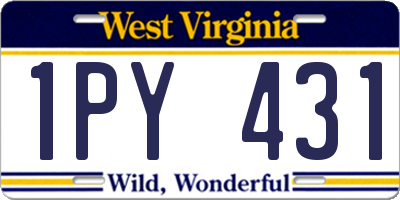 WV license plate 1PY431