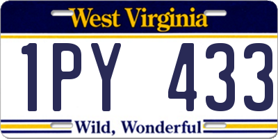 WV license plate 1PY433