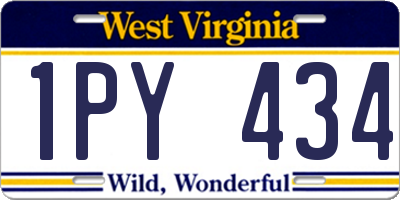 WV license plate 1PY434