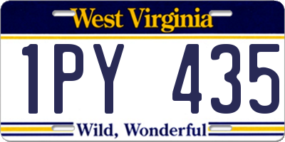 WV license plate 1PY435