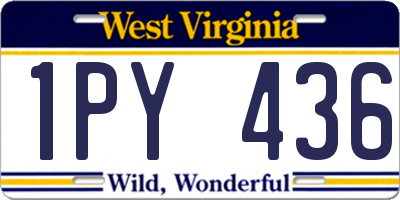 WV license plate 1PY436