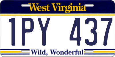 WV license plate 1PY437