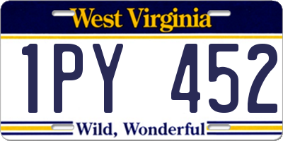 WV license plate 1PY452