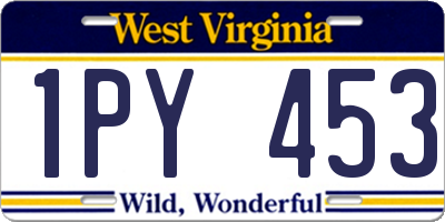 WV license plate 1PY453