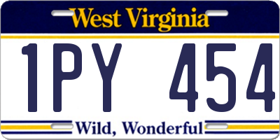 WV license plate 1PY454