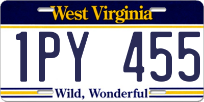 WV license plate 1PY455
