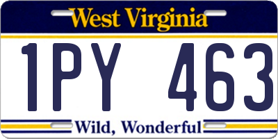 WV license plate 1PY463
