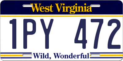 WV license plate 1PY472
