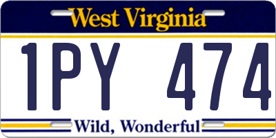 WV license plate 1PY474
