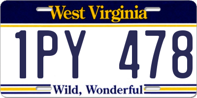 WV license plate 1PY478
