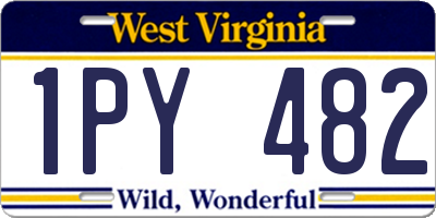 WV license plate 1PY482