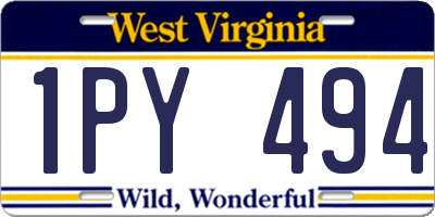 WV license plate 1PY494