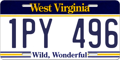 WV license plate 1PY496