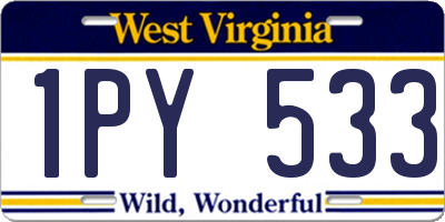 WV license plate 1PY533
