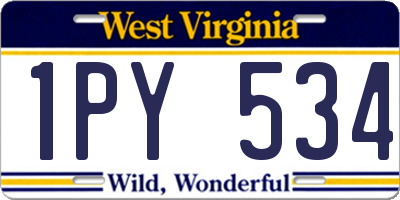 WV license plate 1PY534