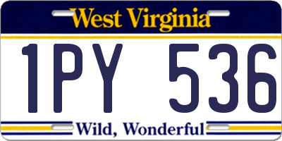 WV license plate 1PY536