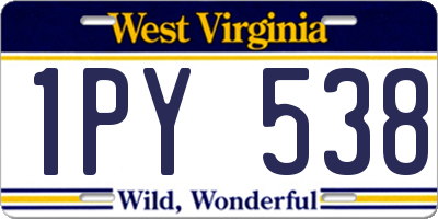 WV license plate 1PY538