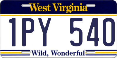 WV license plate 1PY540