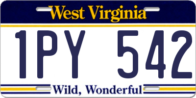 WV license plate 1PY542
