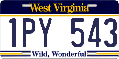 WV license plate 1PY543
