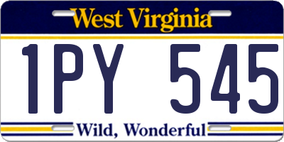 WV license plate 1PY545