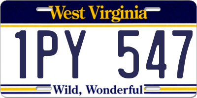 WV license plate 1PY547