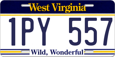 WV license plate 1PY557