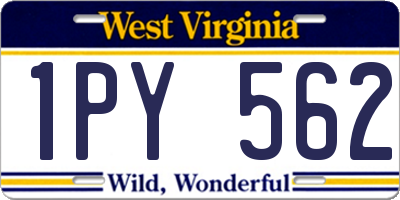 WV license plate 1PY562