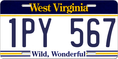 WV license plate 1PY567