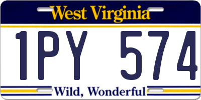 WV license plate 1PY574