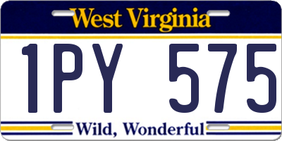 WV license plate 1PY575