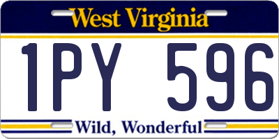 WV license plate 1PY596