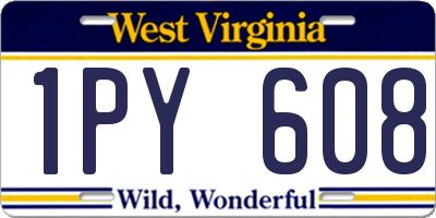 WV license plate 1PY608