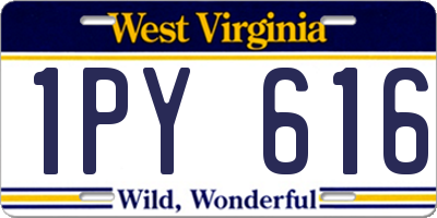 WV license plate 1PY616