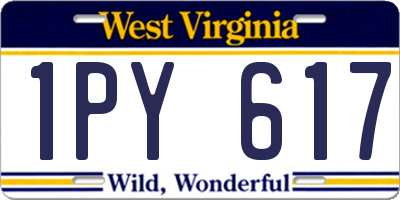 WV license plate 1PY617