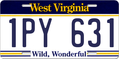 WV license plate 1PY631