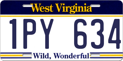WV license plate 1PY634