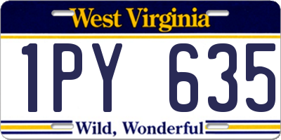 WV license plate 1PY635