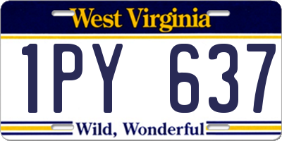 WV license plate 1PY637