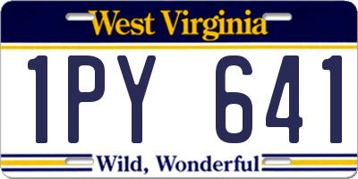 WV license plate 1PY641