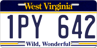 WV license plate 1PY642