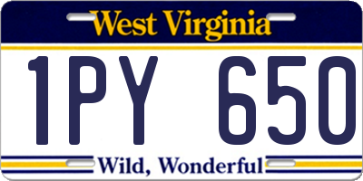 WV license plate 1PY650