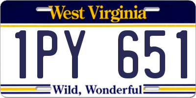 WV license plate 1PY651