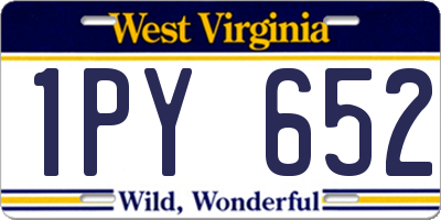 WV license plate 1PY652