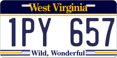 WV license plate 1PY657