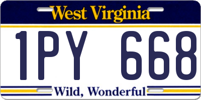 WV license plate 1PY668