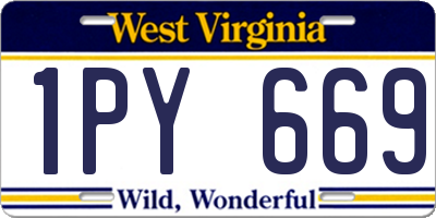 WV license plate 1PY669